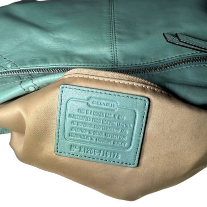 Coach Aqua Bag with Silver Studded Appliqués F16178