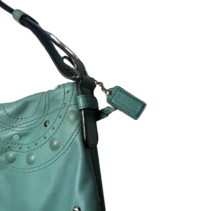 Coach Aqua Bag with Silver Studded Appliqués F16178