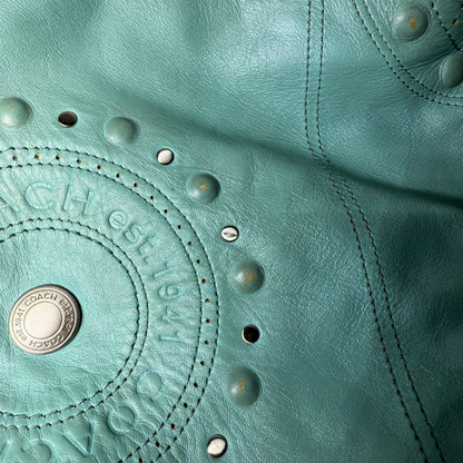 Coach Aqua Bag with Silver Studded Appliqués F16178